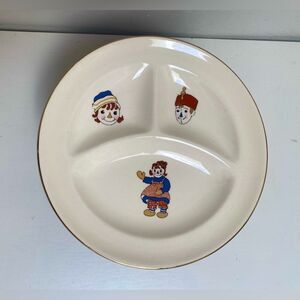 Vintage Child's Raggedy Ann & Andy Ware Divided glass Plate-by Crooksville-1941